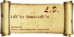 Létz Domicián névjegykártya